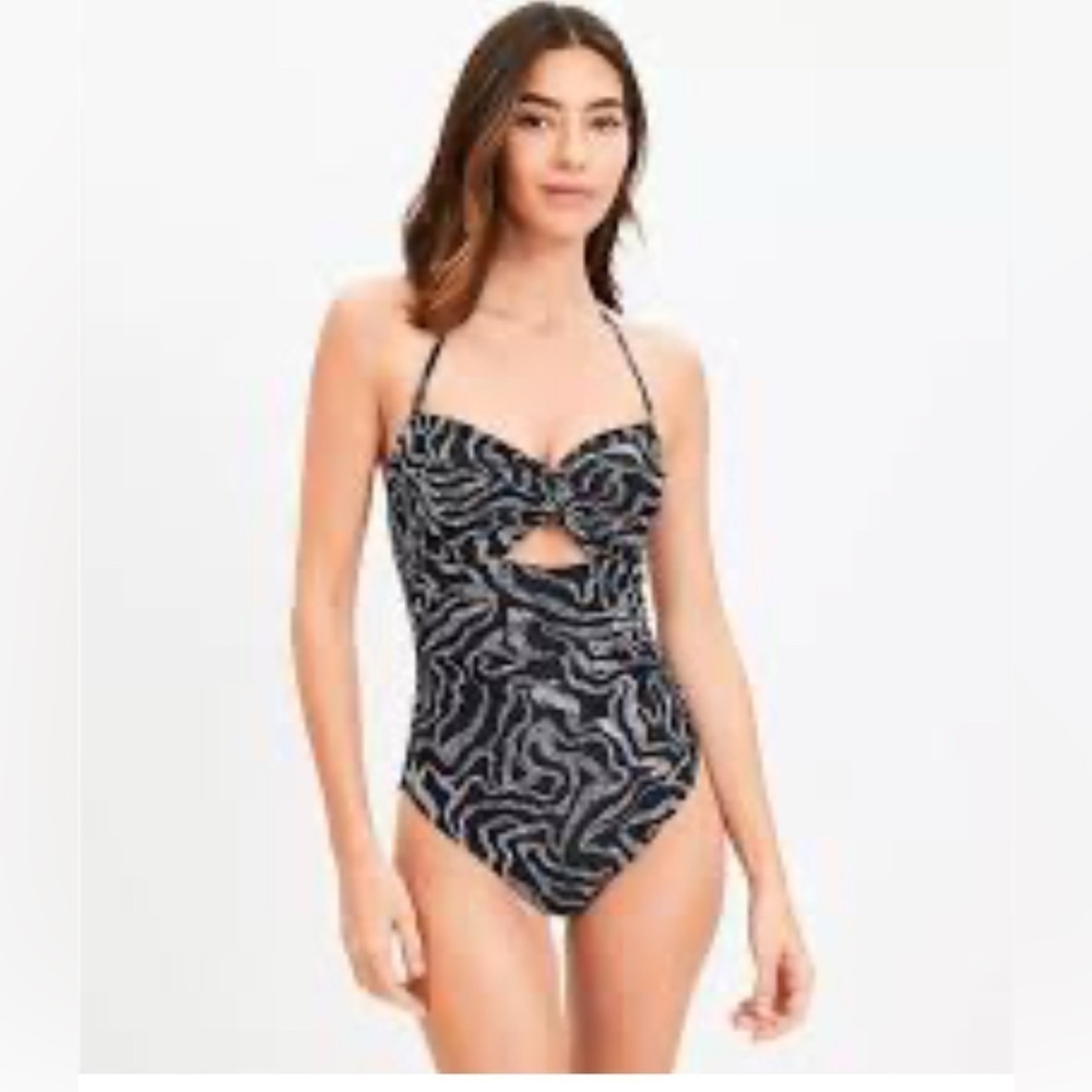 Ann Taylor loft beach Twist bandeau one piece swimsuit new with tags size XL